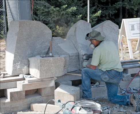 Maine Artist Roy Patterson was chosen to represent Harrington, Maine. For many Maine artists, carving hard stone is their specialty and many prefer it to softer stones like marble, soapstone or Alabaster. “Every day is a demonstration. Every day is a workshop. Every day is an opportunity for cultural exchange, and that’s pretty cool,” said Tilan Copson, Schoodic Symposium Executive Managing Director.