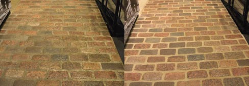 Before (left) and after (right) photos of granite cobblestones. Removed from the streets of Warsaw, Poland, this paving is an artifact of great significance to the thousands who visit The United States Holocaust Memorial Museum. Amazingly, The Marble Doctor was able to return to them to their original condition.