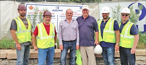 Steve McIntosh and Joe Becker (Twin City Tile & Marble Company), Patrick Perus (Polycor), Bernie Van Etten III, Joshua Levinson (Artistic Tile), and Michael Schlough (Park Industries) joined Jim Hieb (not pictured) on the tour.