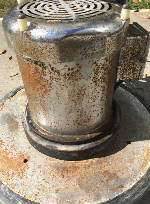 Rust from exposure to acid and fumes occurred over an extended period of use. Be sure to rinse well after project completion to avoid rust on your costly equipment.