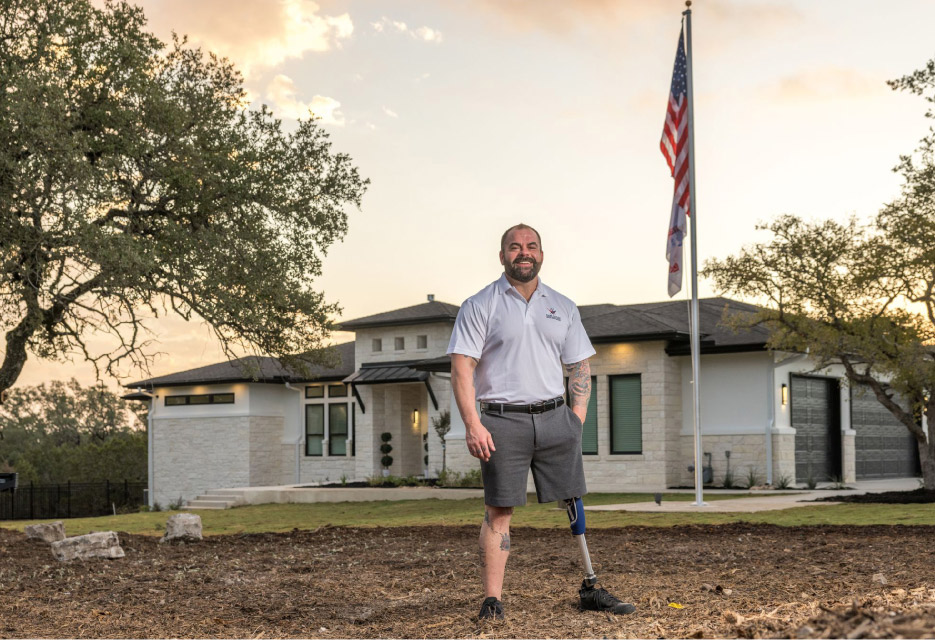 Natural stone and fabrication for U.S. Army Captain (retired) Derick Carver provided by Arizona Tile, Alpha Granite, and Salado.